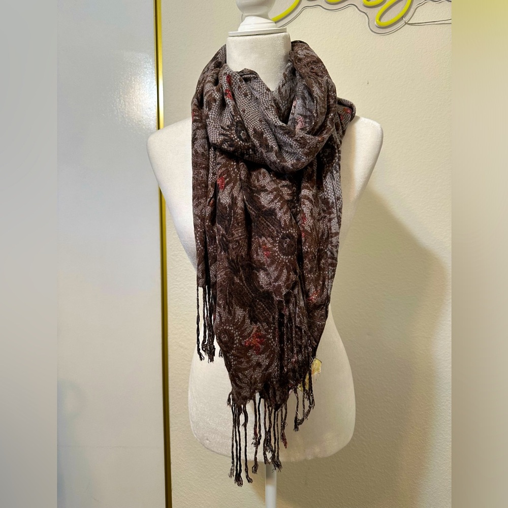 PINS AND NEEDLES 100% Rayon Scarf Wrap Shawl Boho Print EUC